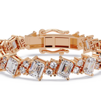Emerald Cut & Round Diamond Tennis Bracelet for Women