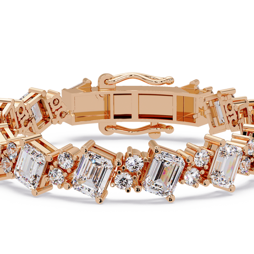 Emerald Cut & Round Diamond Tennis Bracelet for Women