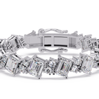 Emerald Cut & Round Diamond Tennis Bracelet for Women