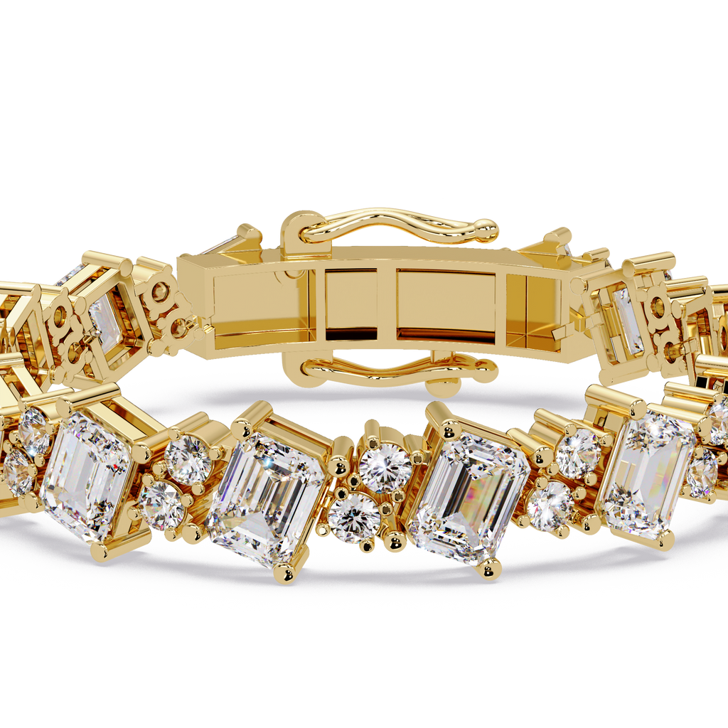 Emerald Cut & Round Diamond Tennis Bracelet for Women