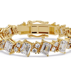 Emerald Cut & Round Diamond Tennis Bracelet for Women