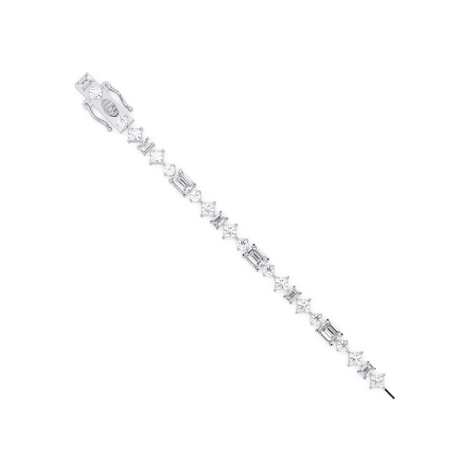 Luxury Emerald & Princess Cut Diamond Tennis Bracelet