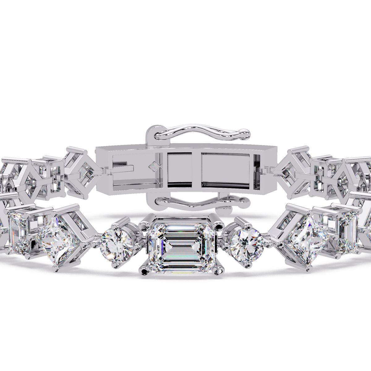 Luxury Emerald & Princess Cut Diamond Tennis Bracelet
