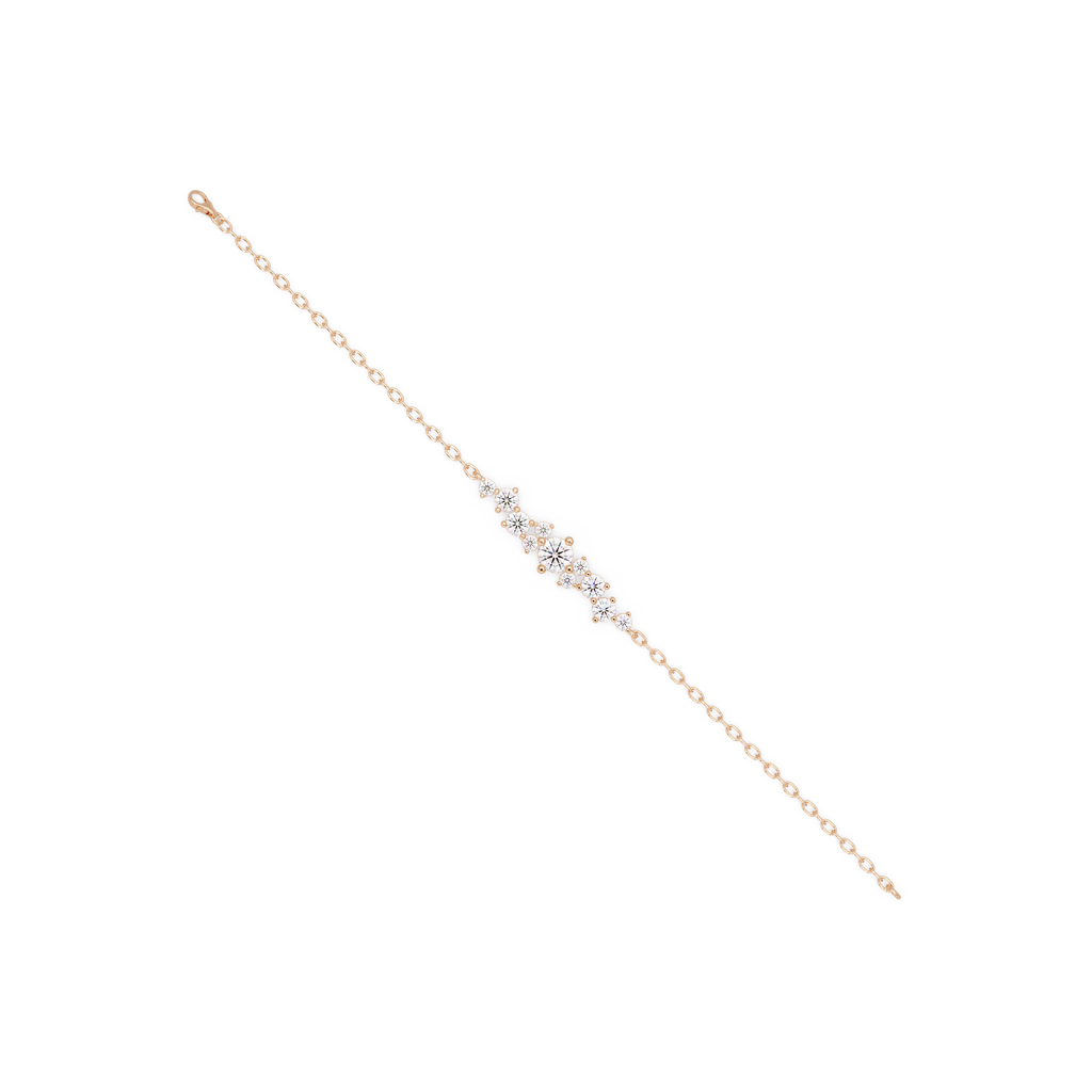 Round Brilliant Diamond Cluster Chain Bracelet