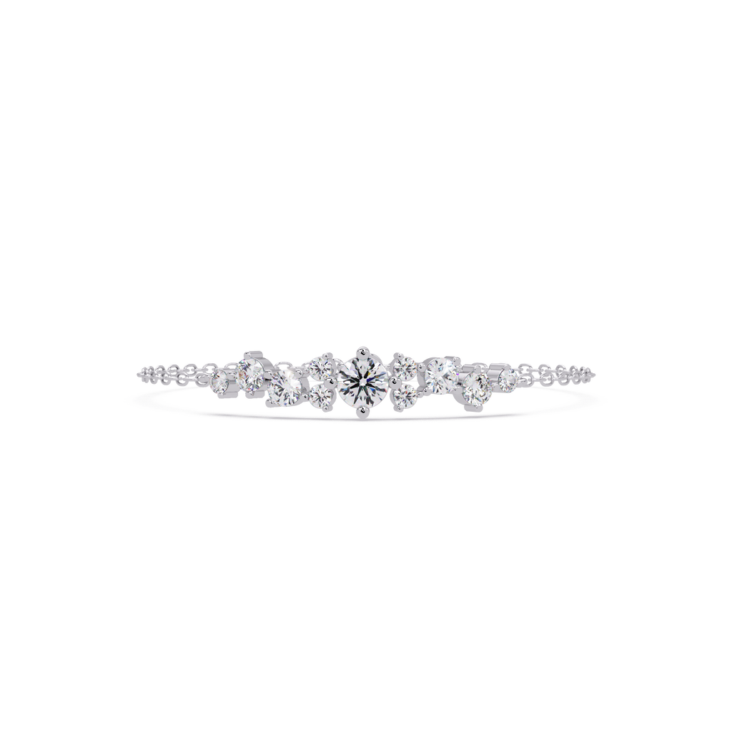 Round Brilliant Diamond Cluster Chain Bracelet