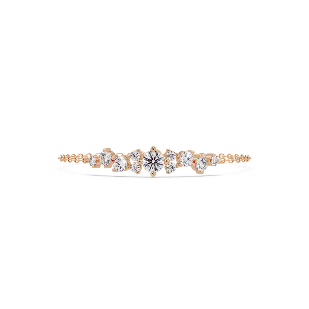 Round Brilliant Diamond Cluster Chain Bracelet