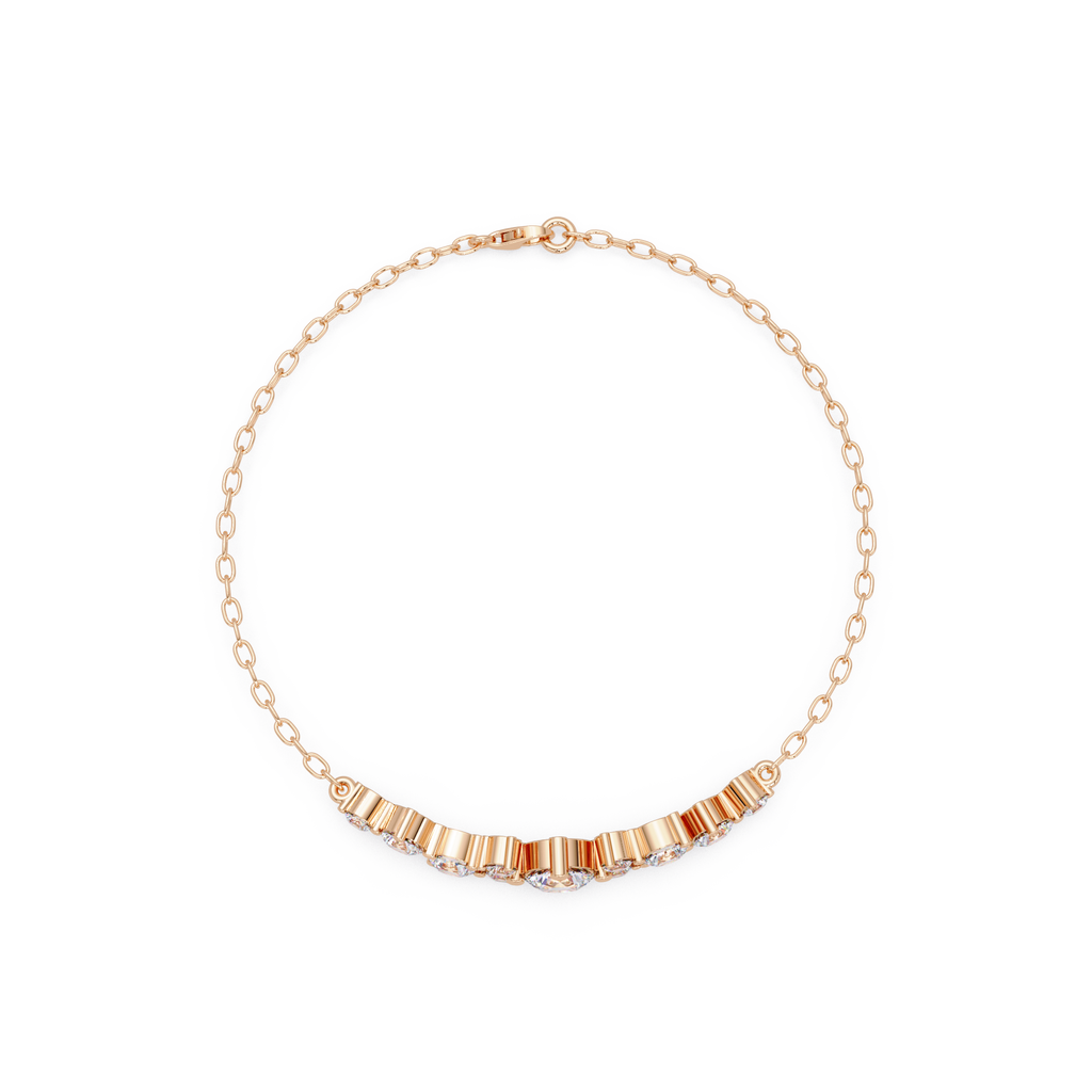 Round Brilliant Diamond Cluster Chain Bracelet
