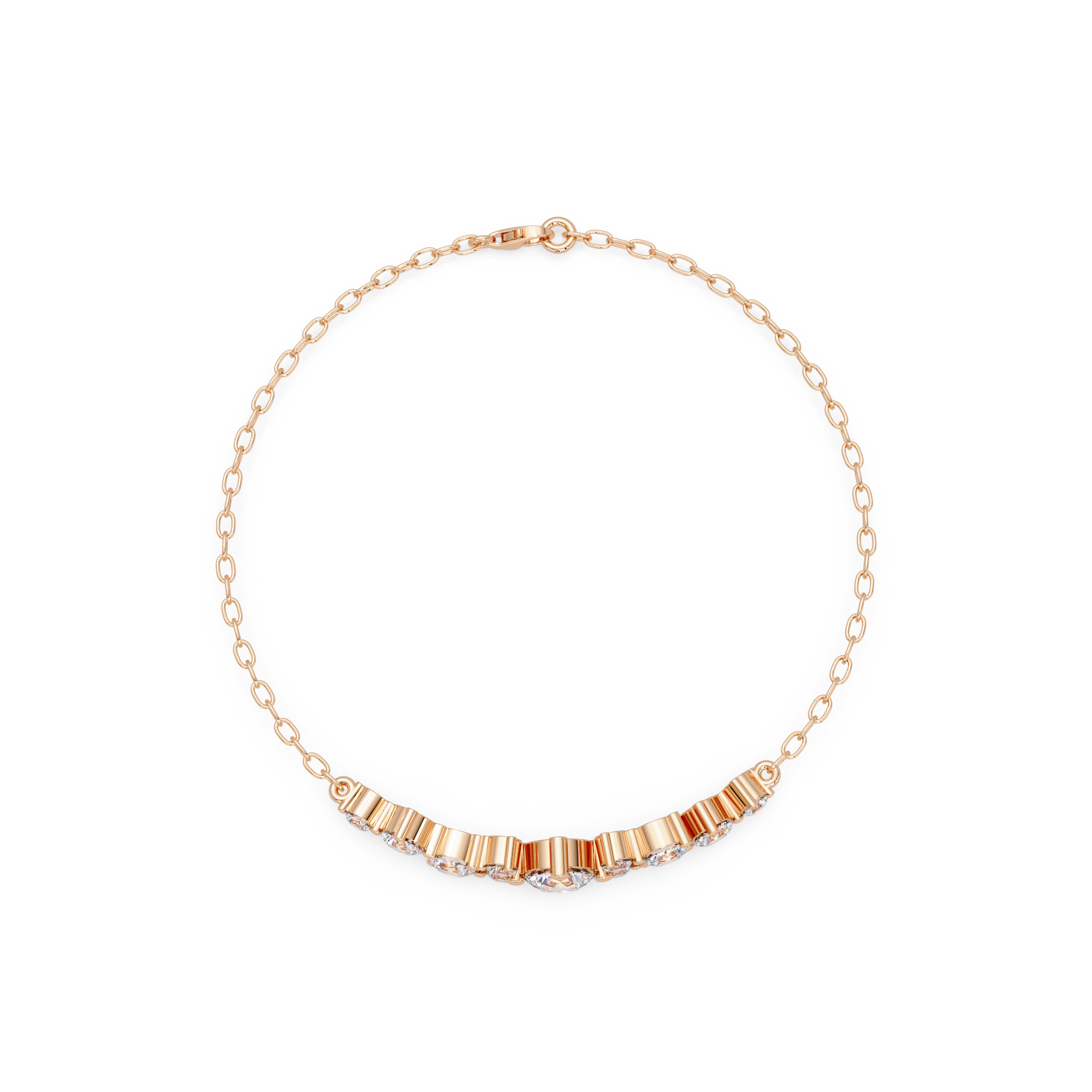 Round Brilliant Diamond Cluster Chain Bracelet