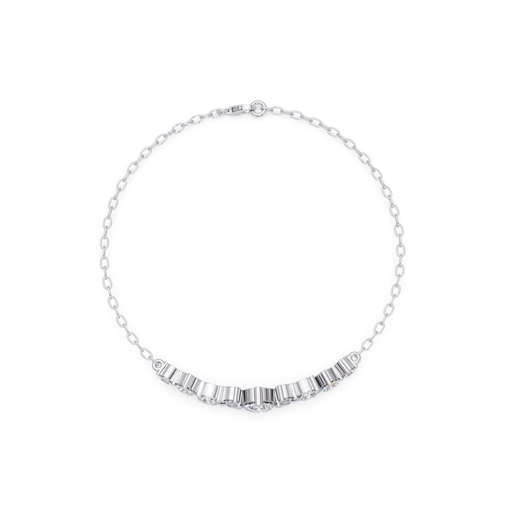 Round Brilliant Diamond Cluster Chain Bracelet