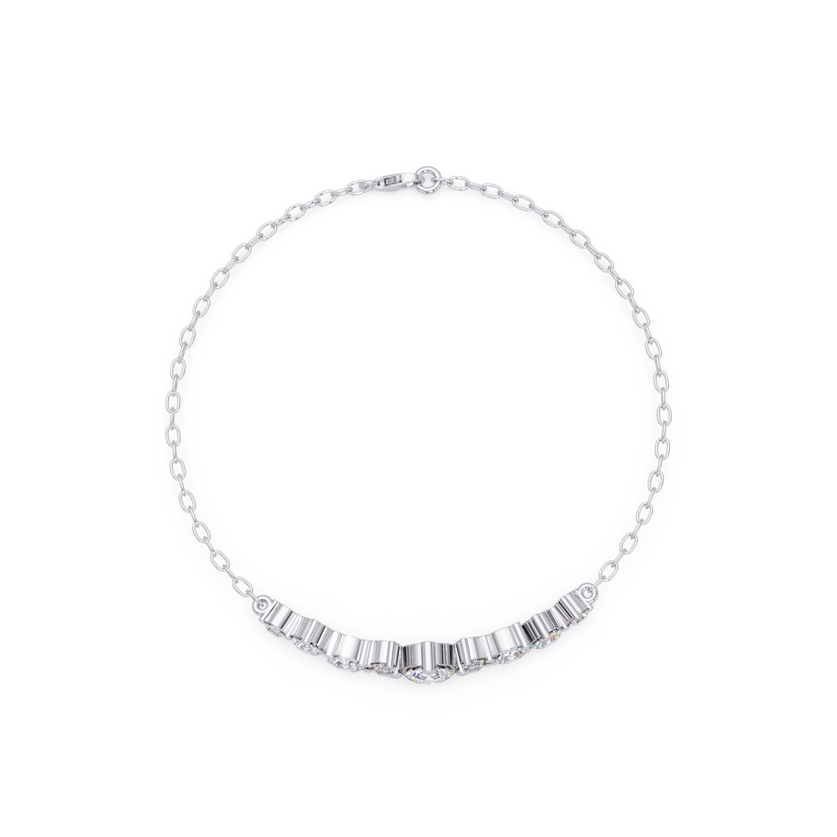 Round Brilliant Diamond Cluster Chain Bracelet