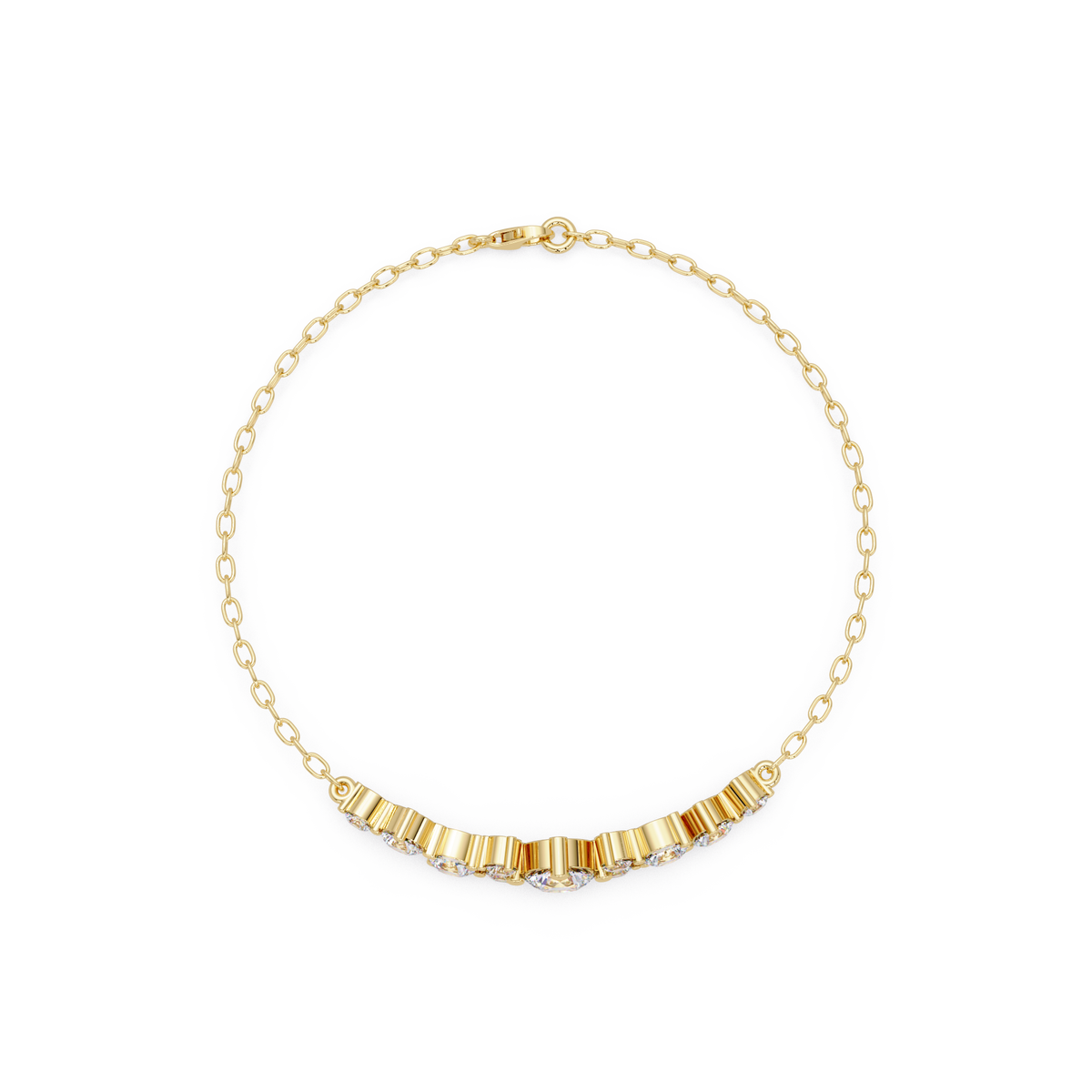 Round Brilliant Diamond Cluster Chain Bracelet