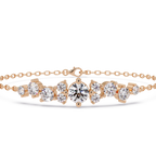 Round Brilliant Diamond Cluster Chain Bracelet