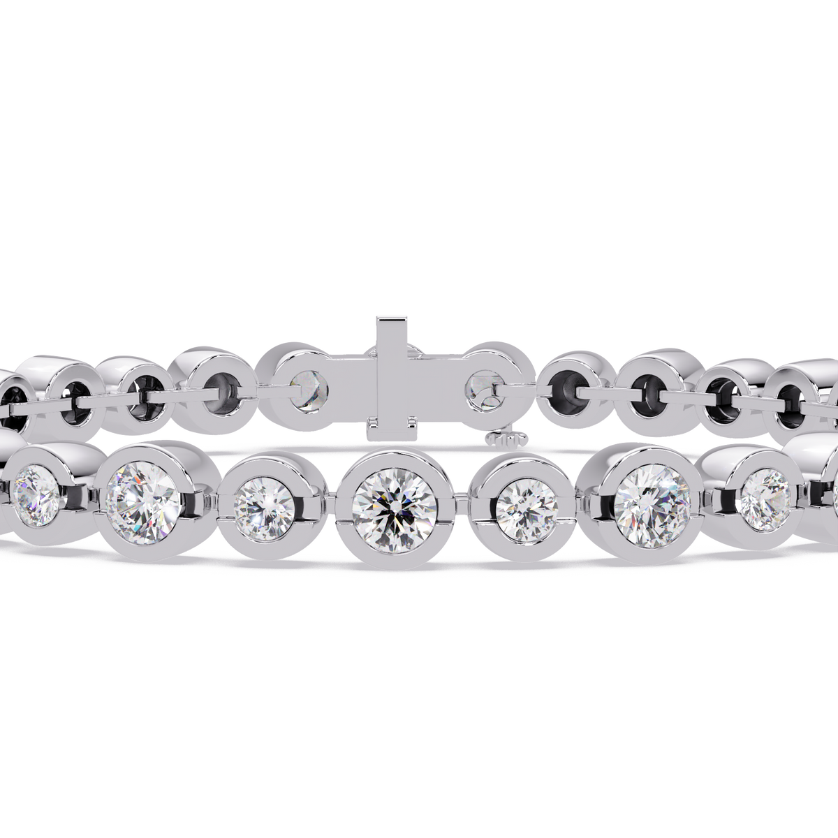 Bezel Set Round Diamond Tennis Bracelet