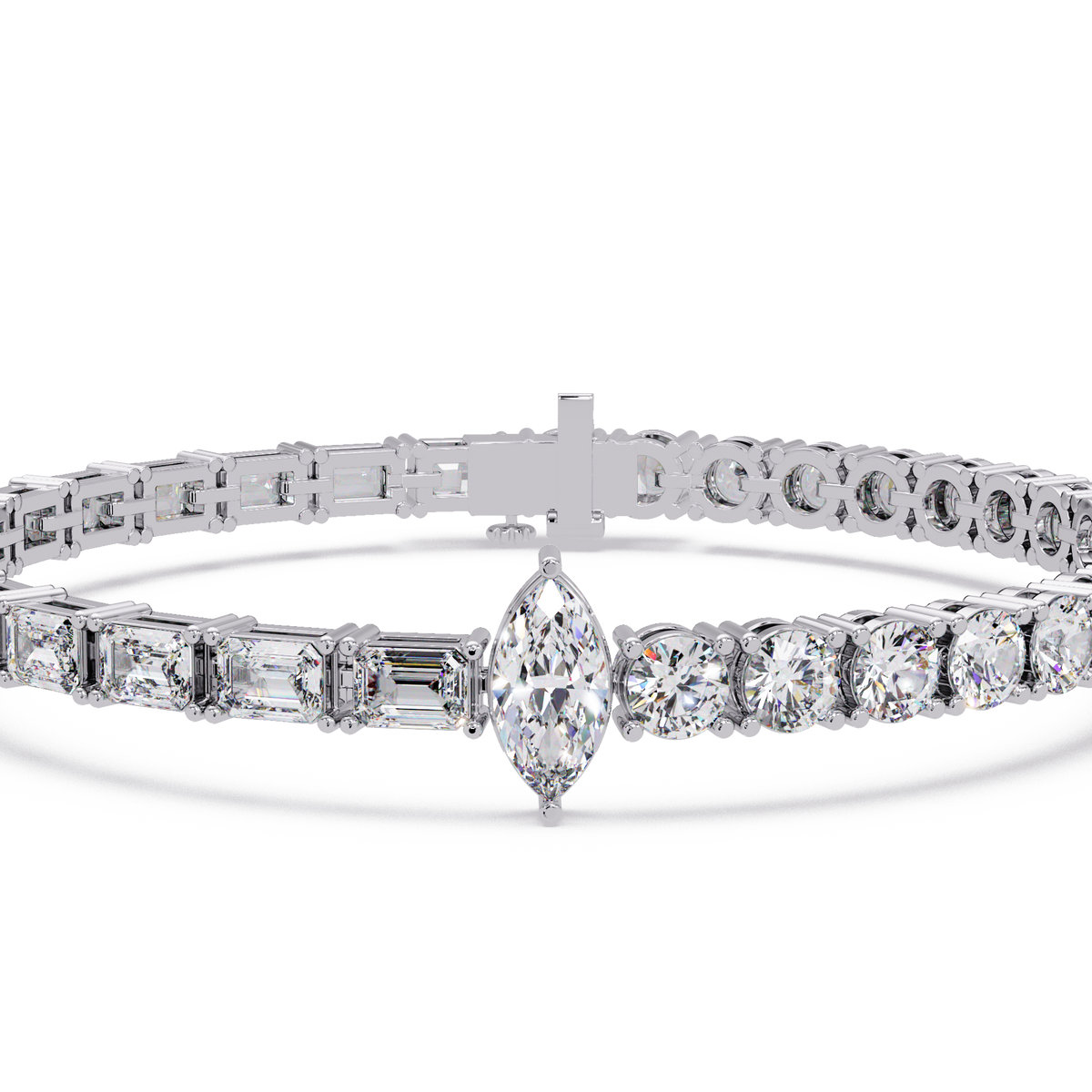Luxury Two-Tone Tennis Bracelet with Marquise Center Stone
