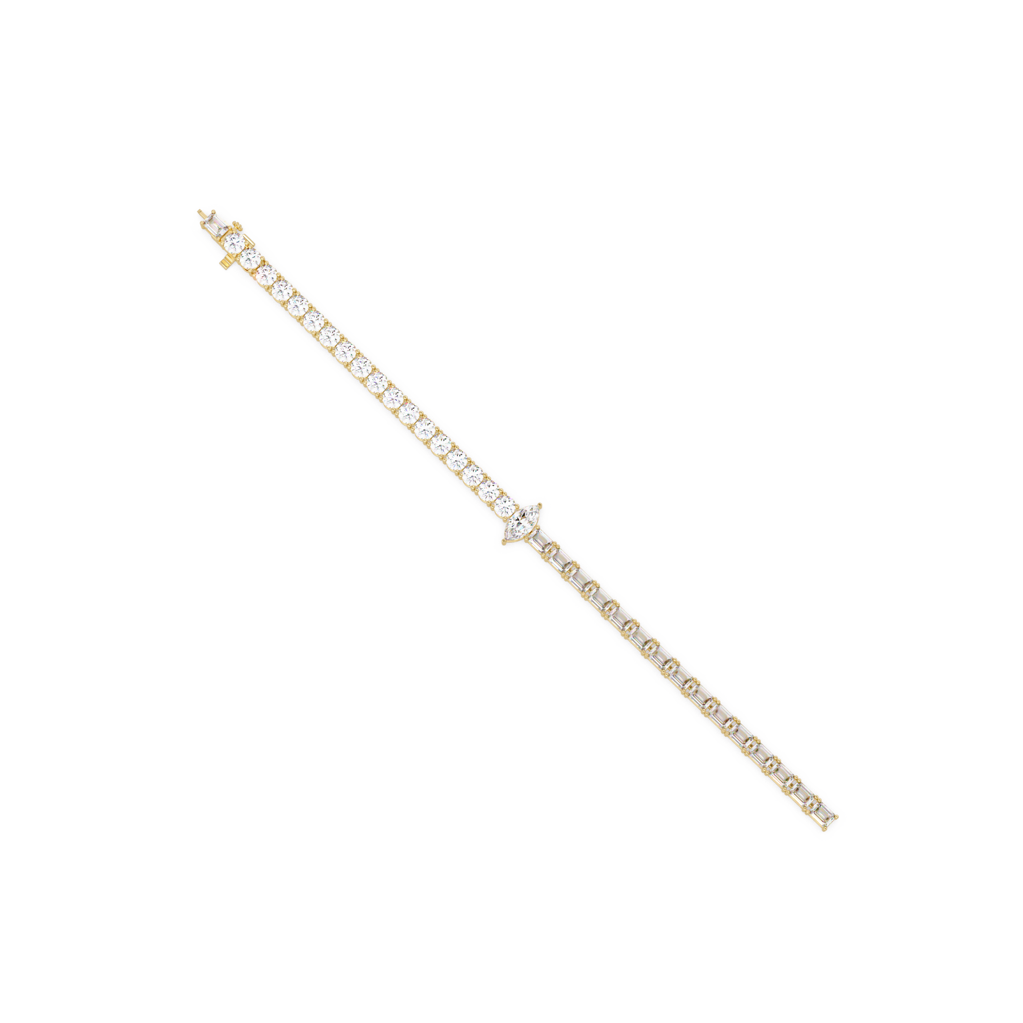 Luxury Two-Tone Tennis Bracelet with Marquise Center Stone