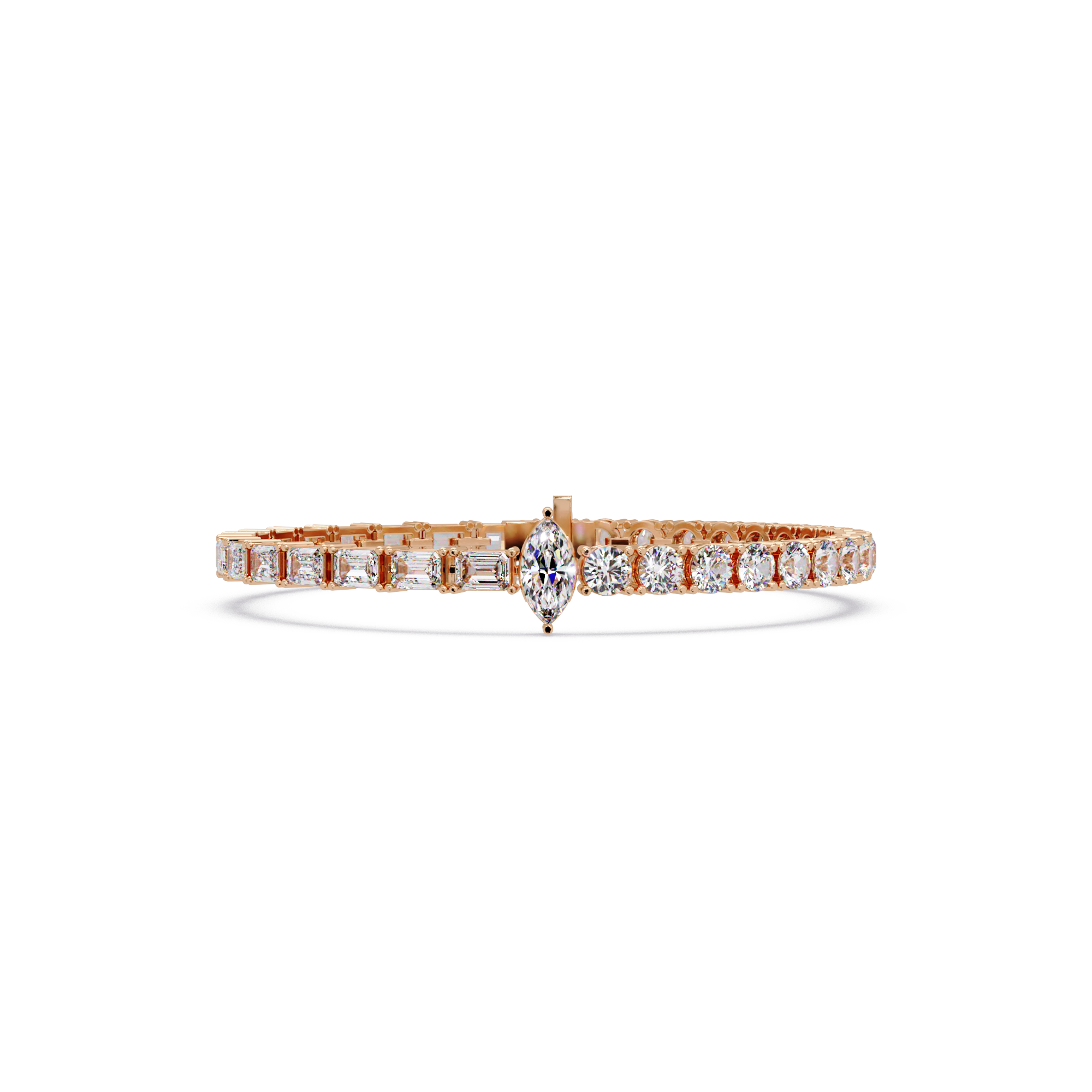 Luxury Two-Tone Tennis Bracelet with Marquise Center Stone
