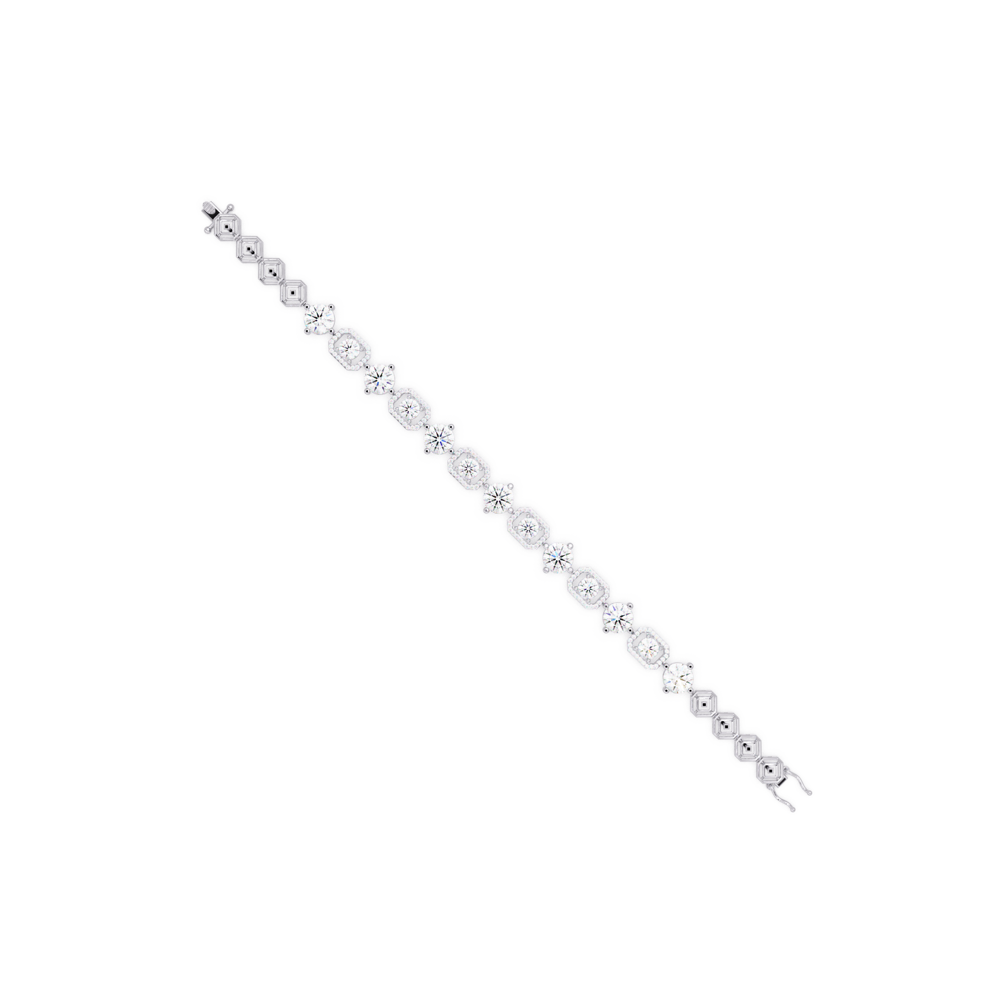Luxury Round & Cushion Halo Diamond Tennis Bracelet