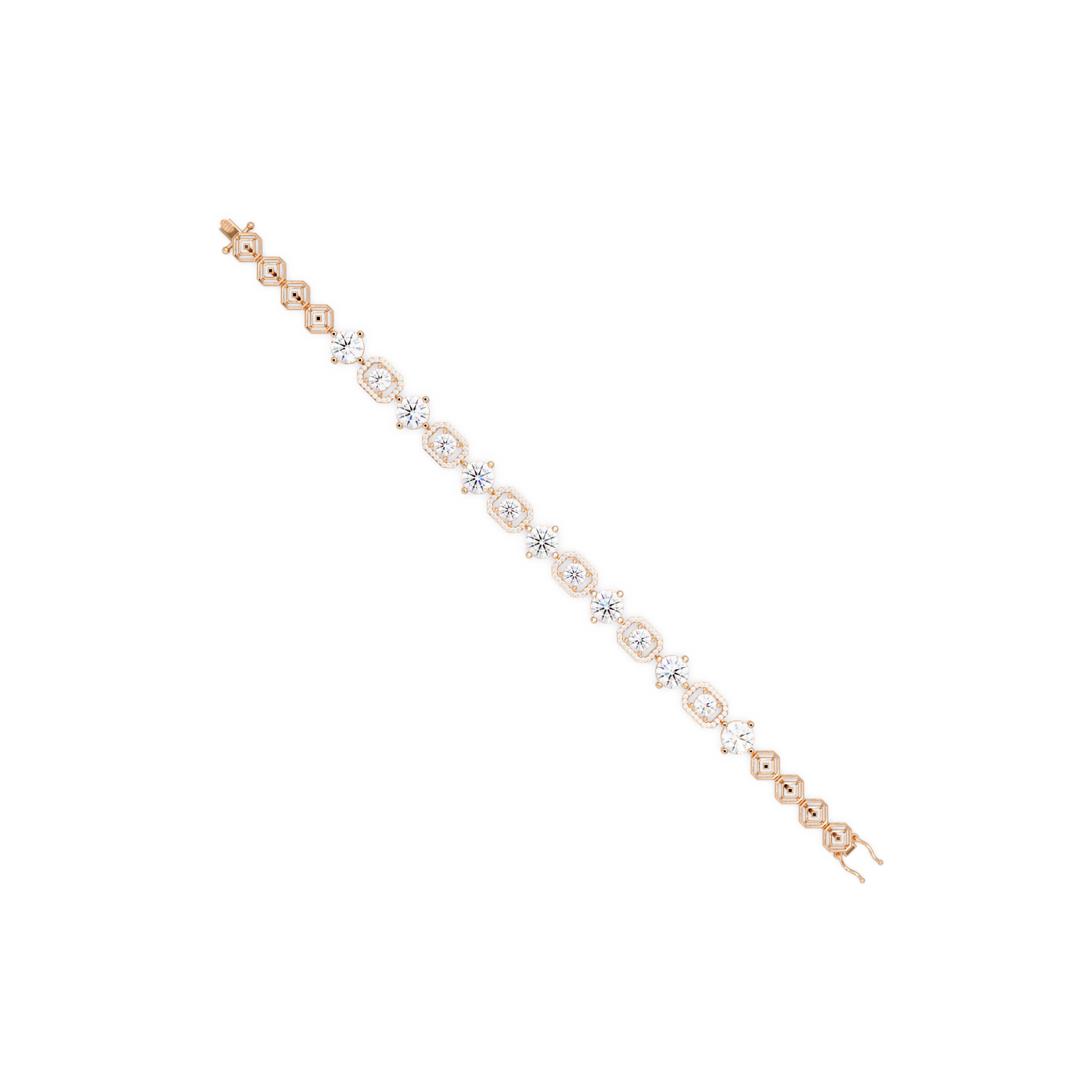 Luxury Round & Cushion Halo Diamond Tennis Bracelet