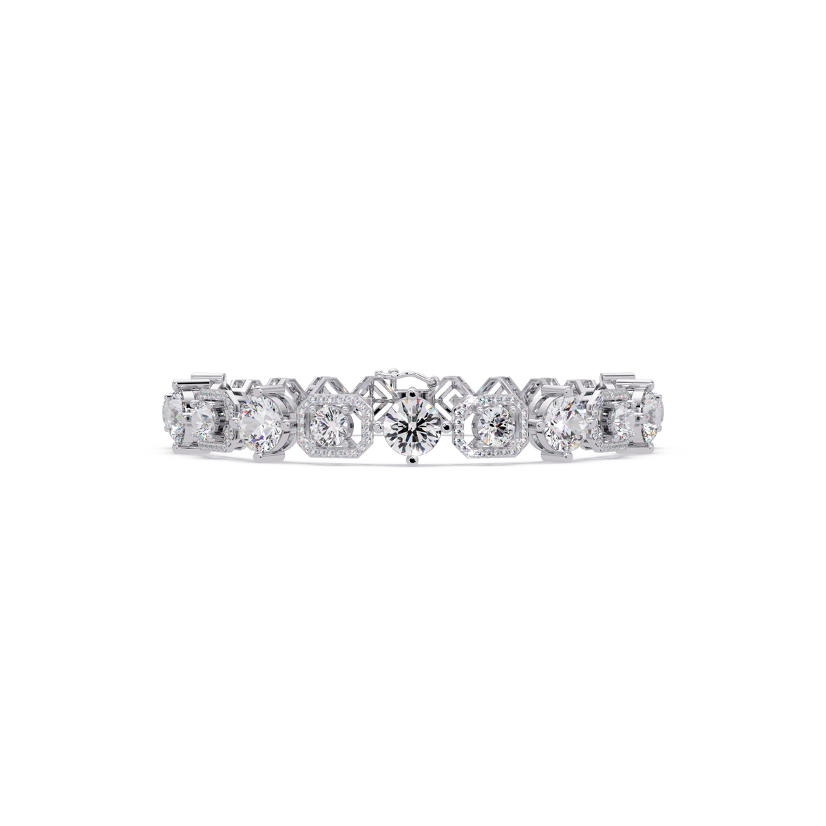 Luxury Round & Cushion Halo Diamond Tennis Bracelet