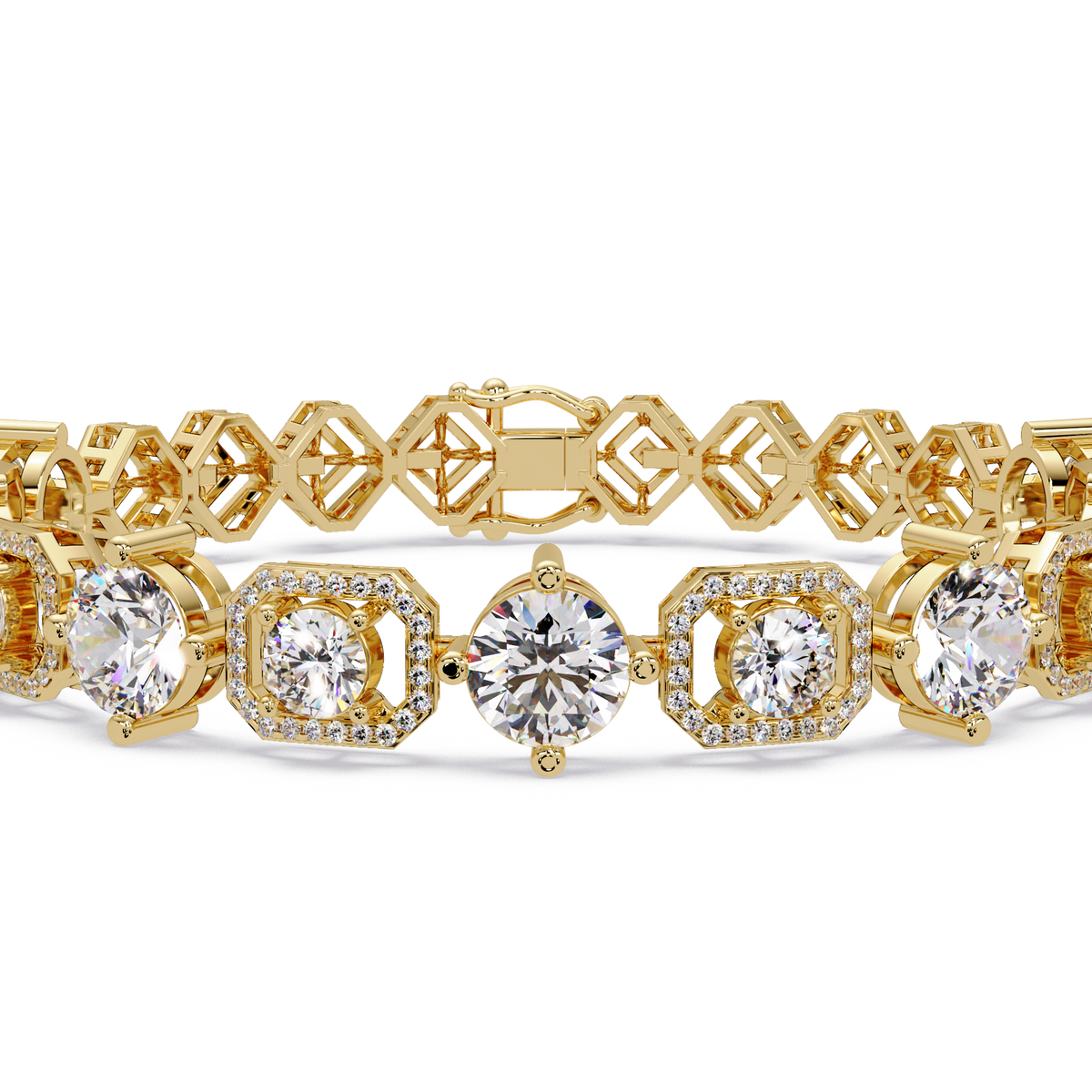 Luxury Round & Cushion Halo Diamond Tennis Bracelet