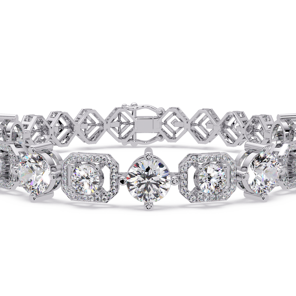 Luxury Round & Cushion Halo Diamond Tennis Bracelet