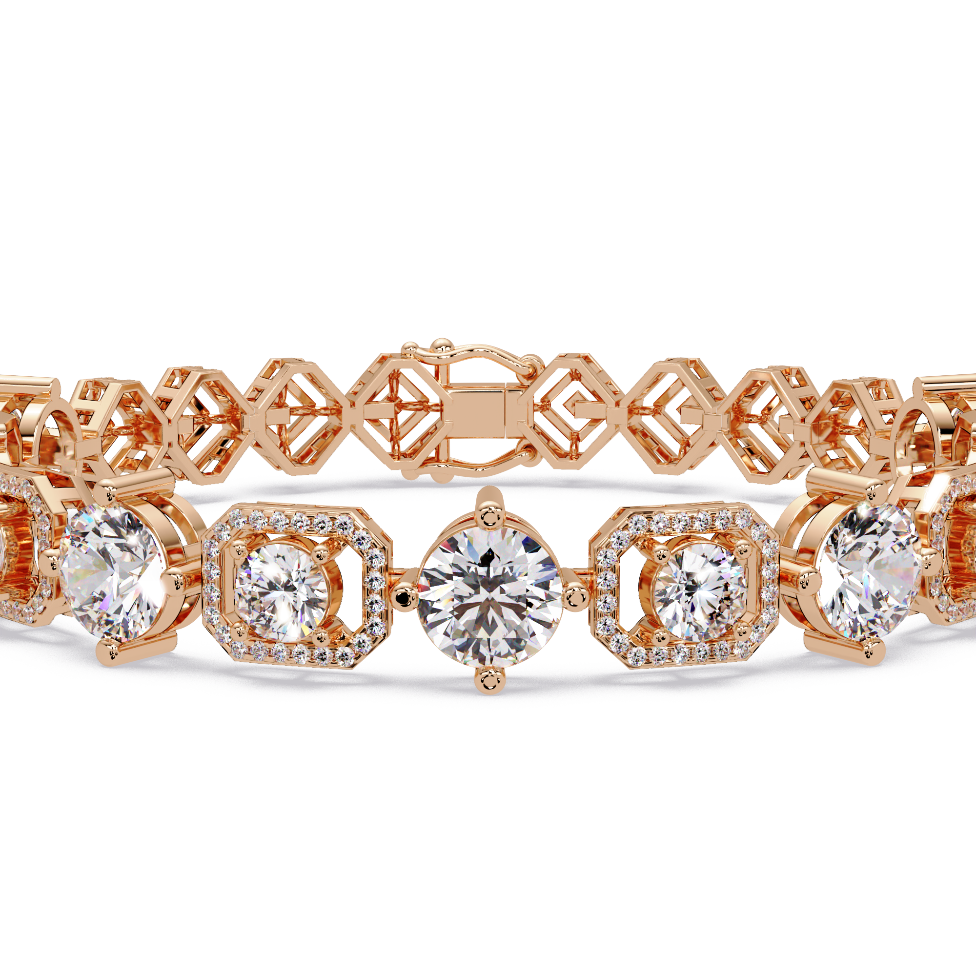 Luxury Round & Cushion Halo Diamond Tennis Bracelet
