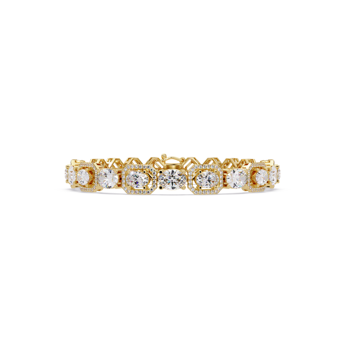 Luxury Oval & Cushion Halo Diamond Tennis Bracelet