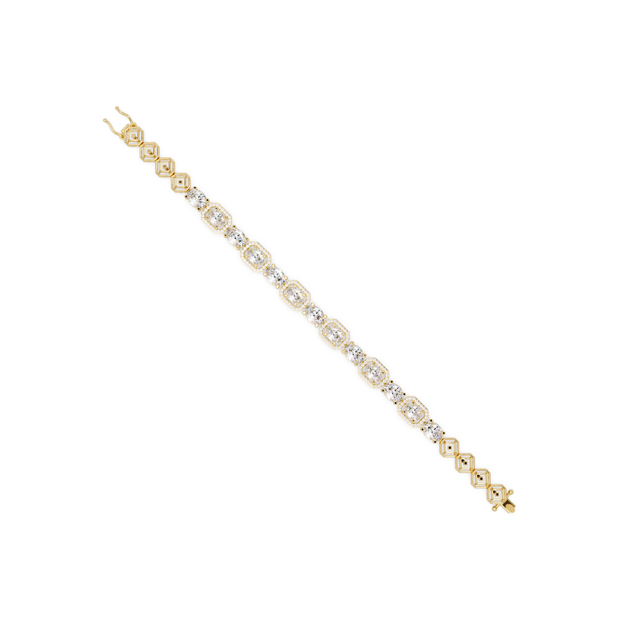 Luxury Oval & Cushion Halo Diamond Tennis Bracelet