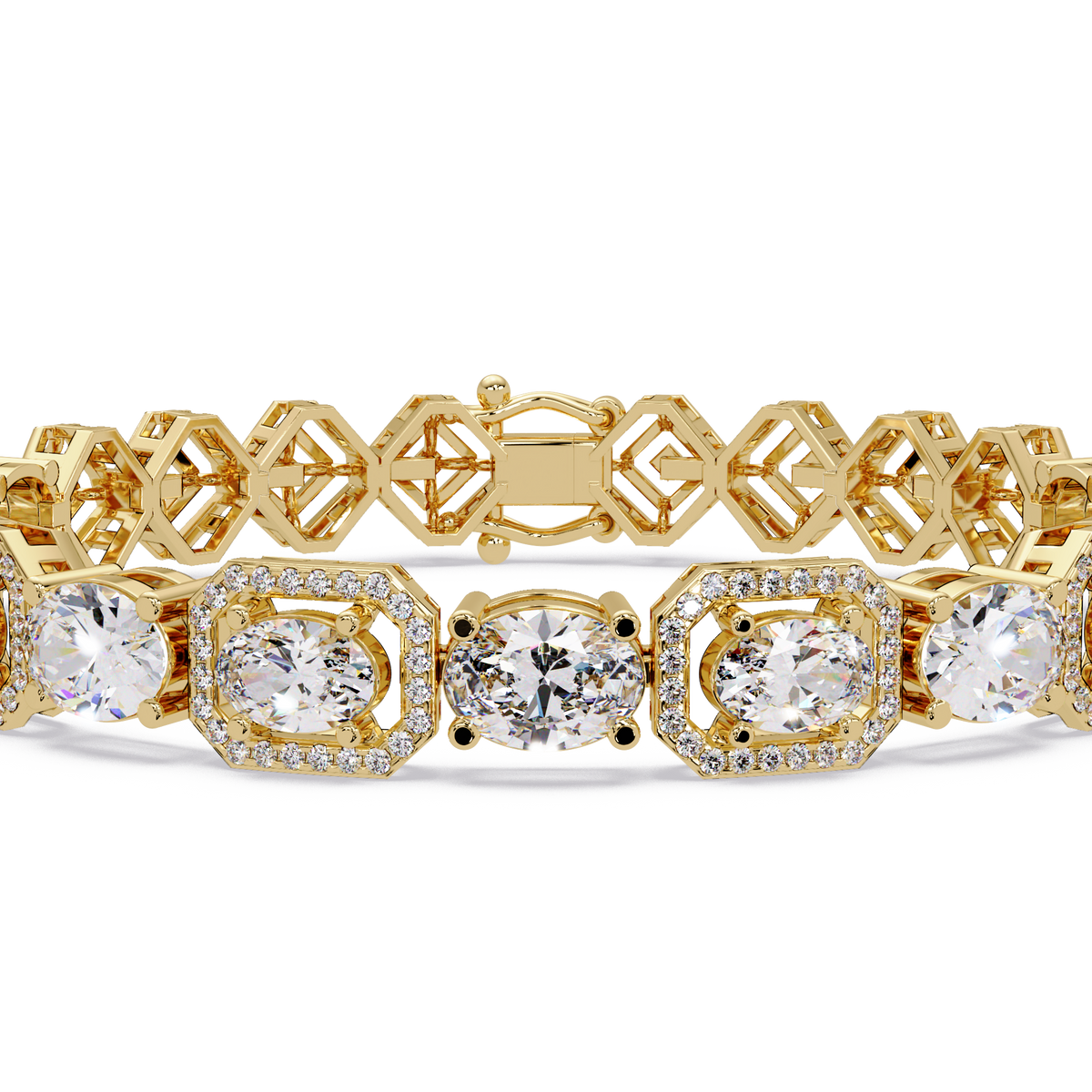 Luxury Oval & Cushion Halo Diamond Tennis Bracelet
