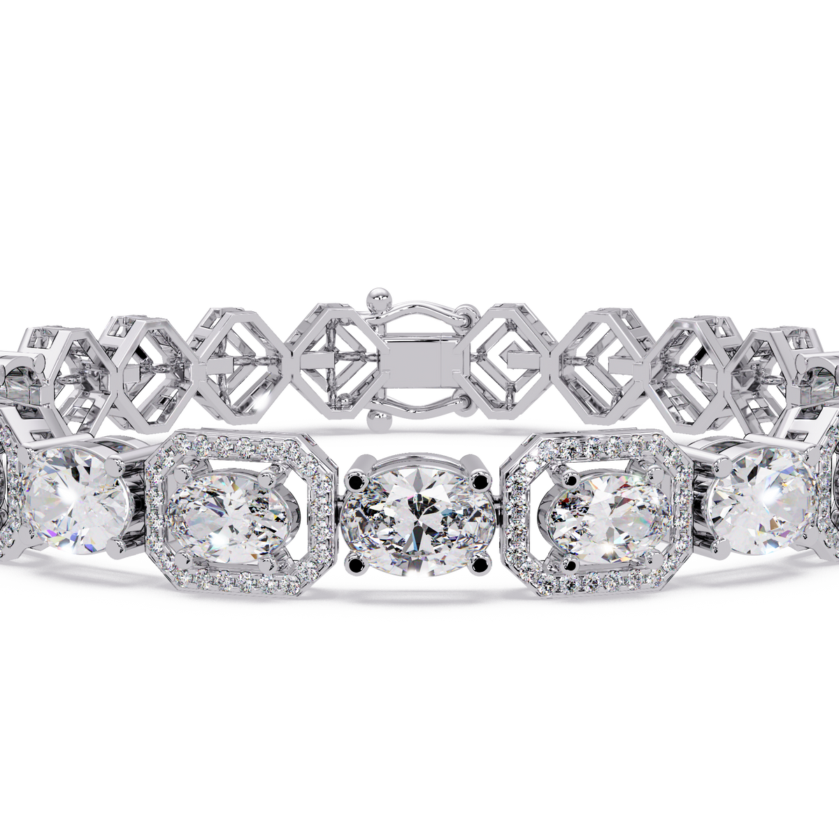 Luxury Oval & Cushion Halo Diamond Tennis Bracelet