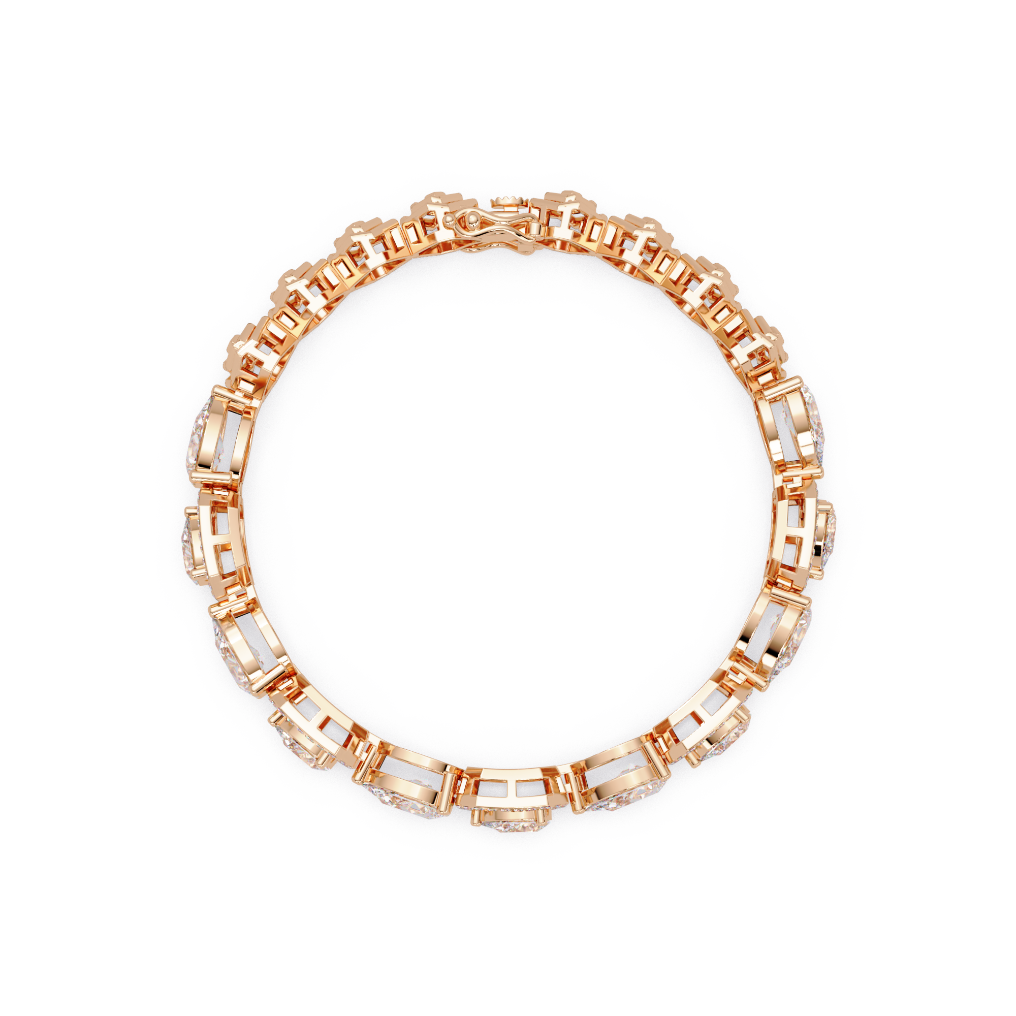 Luxury Pear & Hexagon Halo Diamond Tennis Bracelet