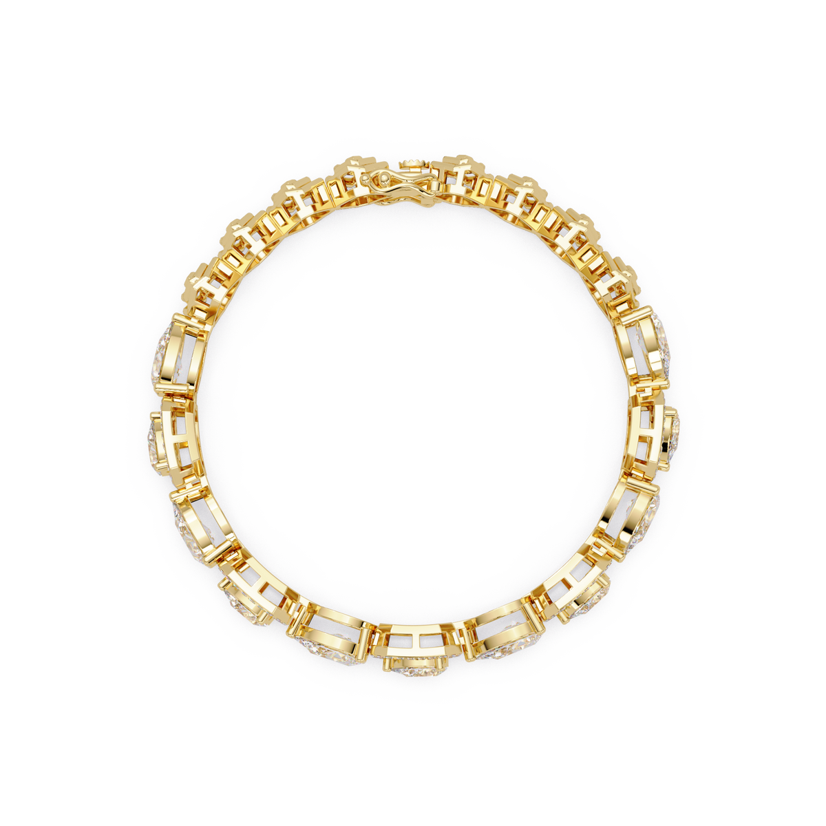 Luxury Pear & Hexagon Halo Diamond Tennis Bracelet