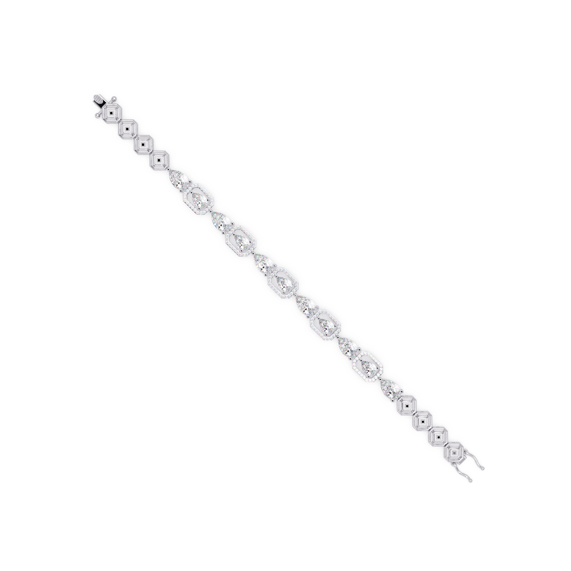 Luxury Pear & Hexagon Halo Diamond Tennis Bracelet
