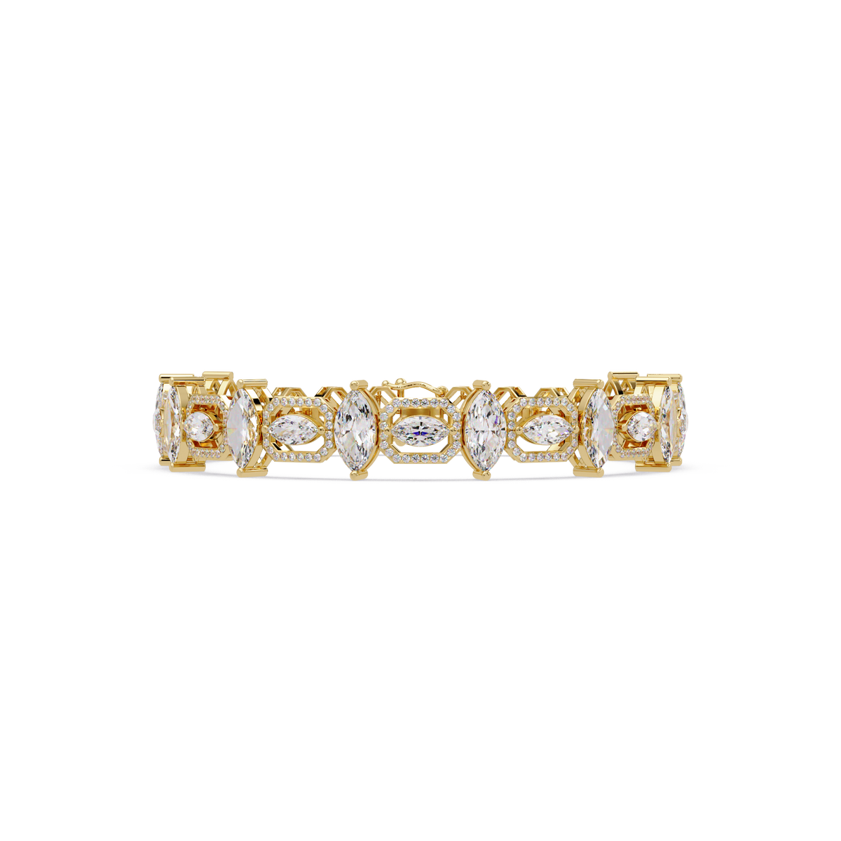 Luxury Marquise & Oval Halo Diamond Tennis Bracelet