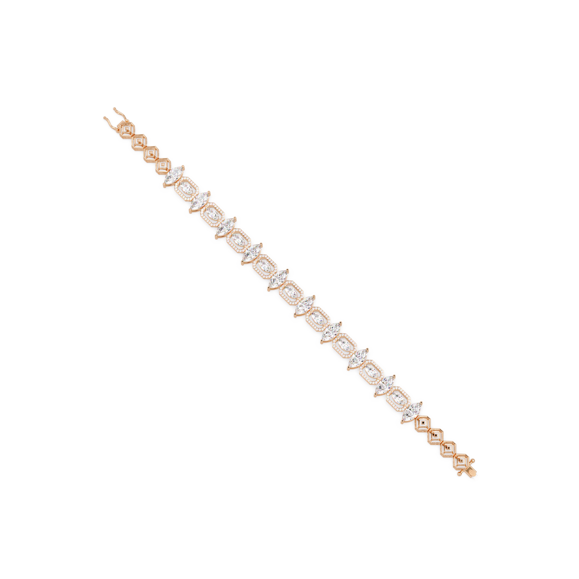 Luxury Marquise & Oval Halo Diamond Tennis Bracelet