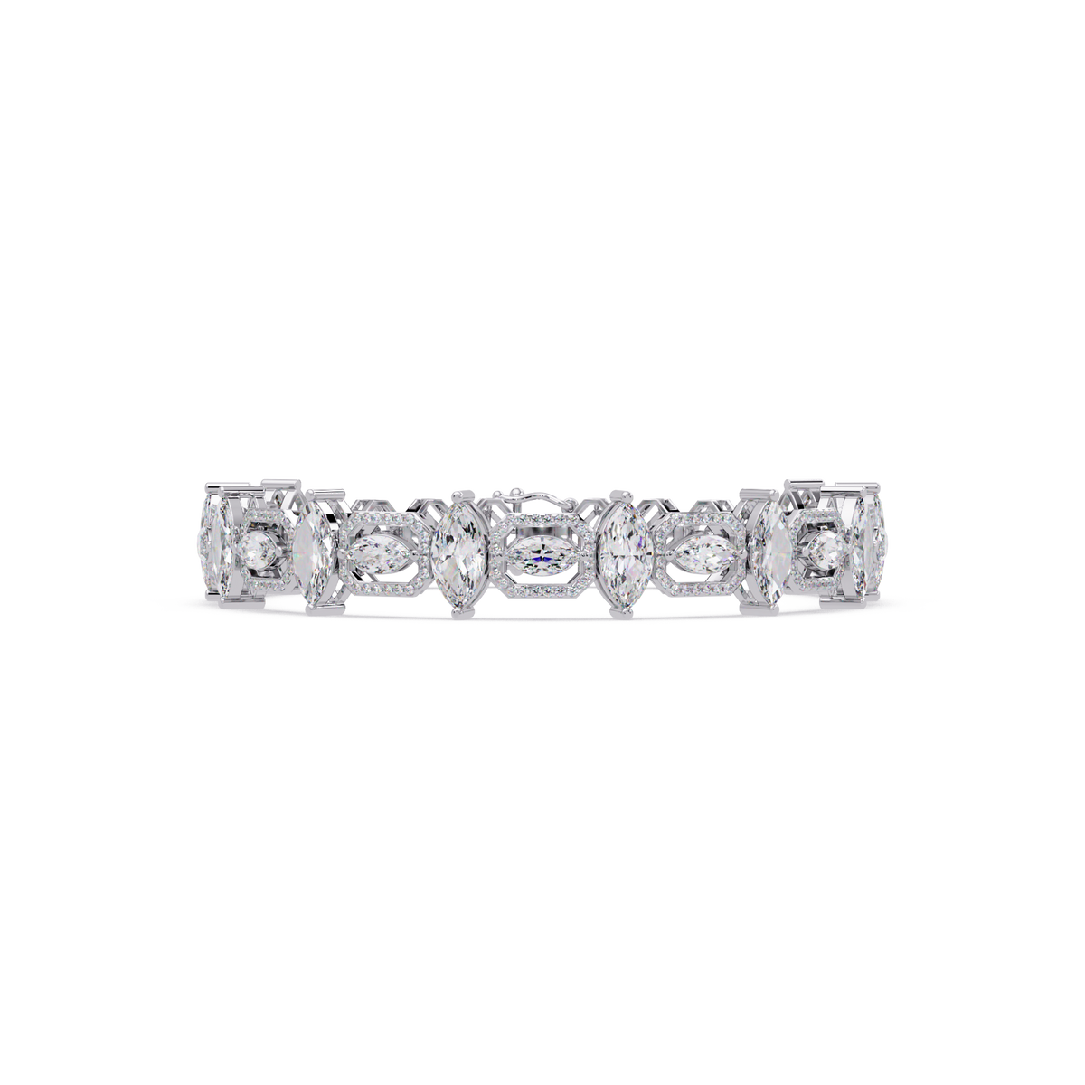 Luxury Marquise & Oval Halo Diamond Tennis Bracelet