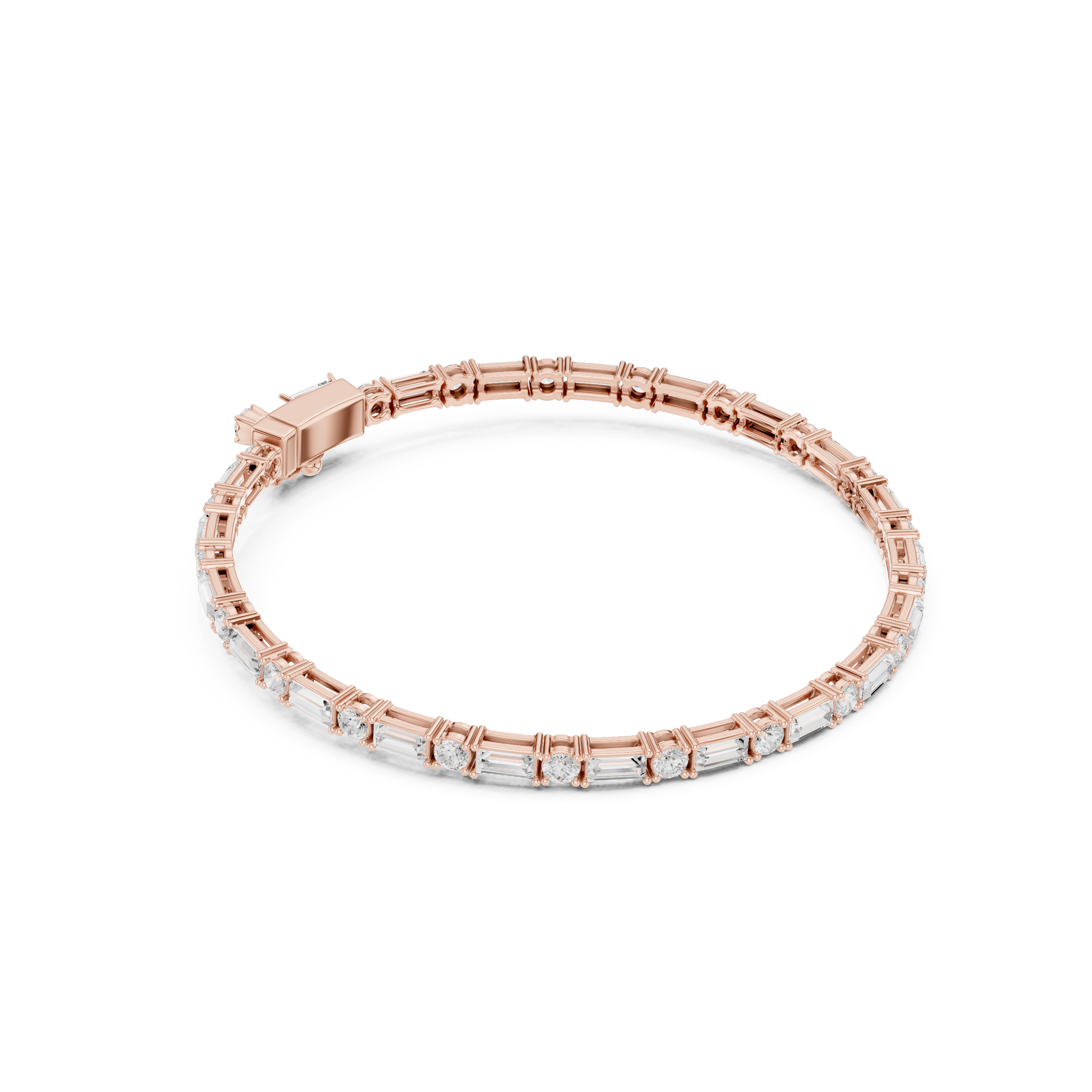 Round & Baguette Diamond Tennis Bracelet | Luxury Bracelet for Men & Women