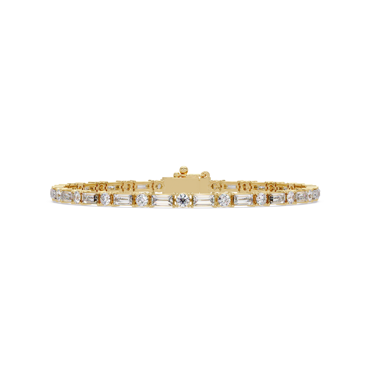 Round & Baguette Diamond Tennis Bracelet | Luxury Bracelet for Men & Women