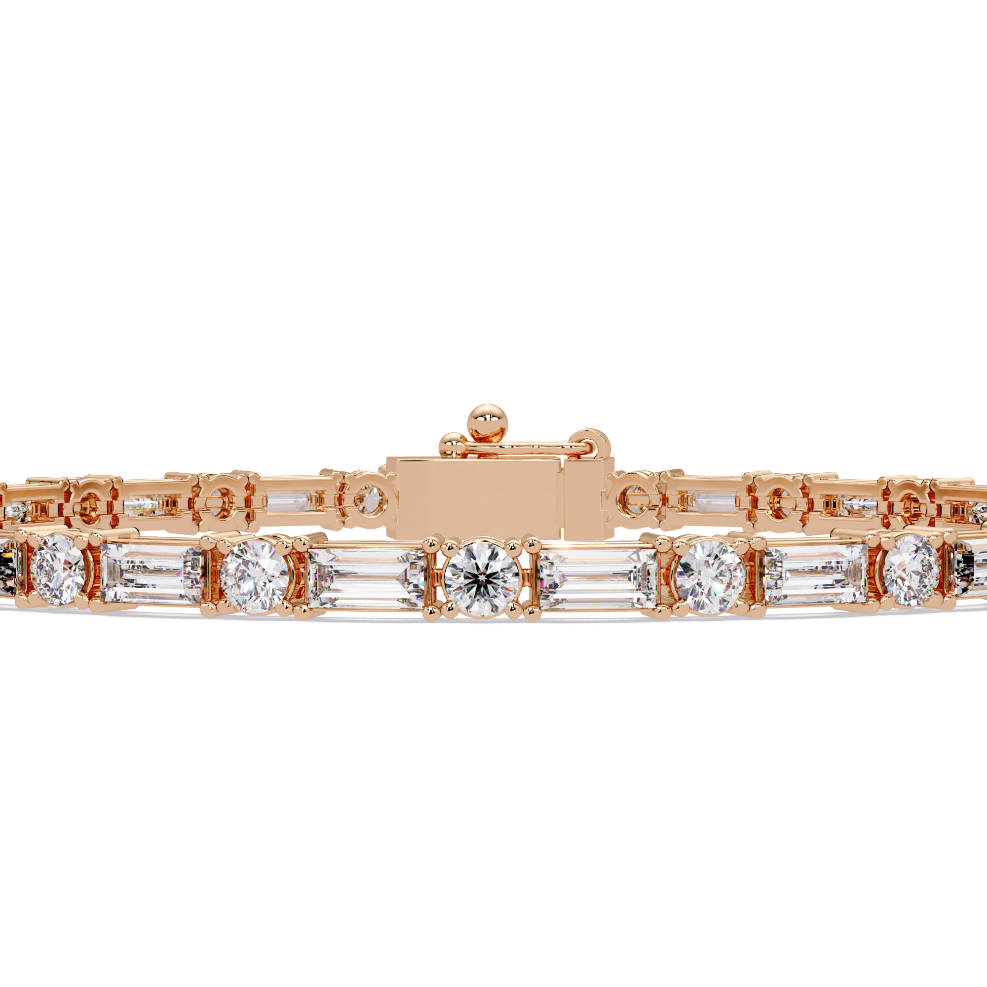 Round & Baguette Diamond Tennis Bracelet | Luxury Bracelet for Men & Women