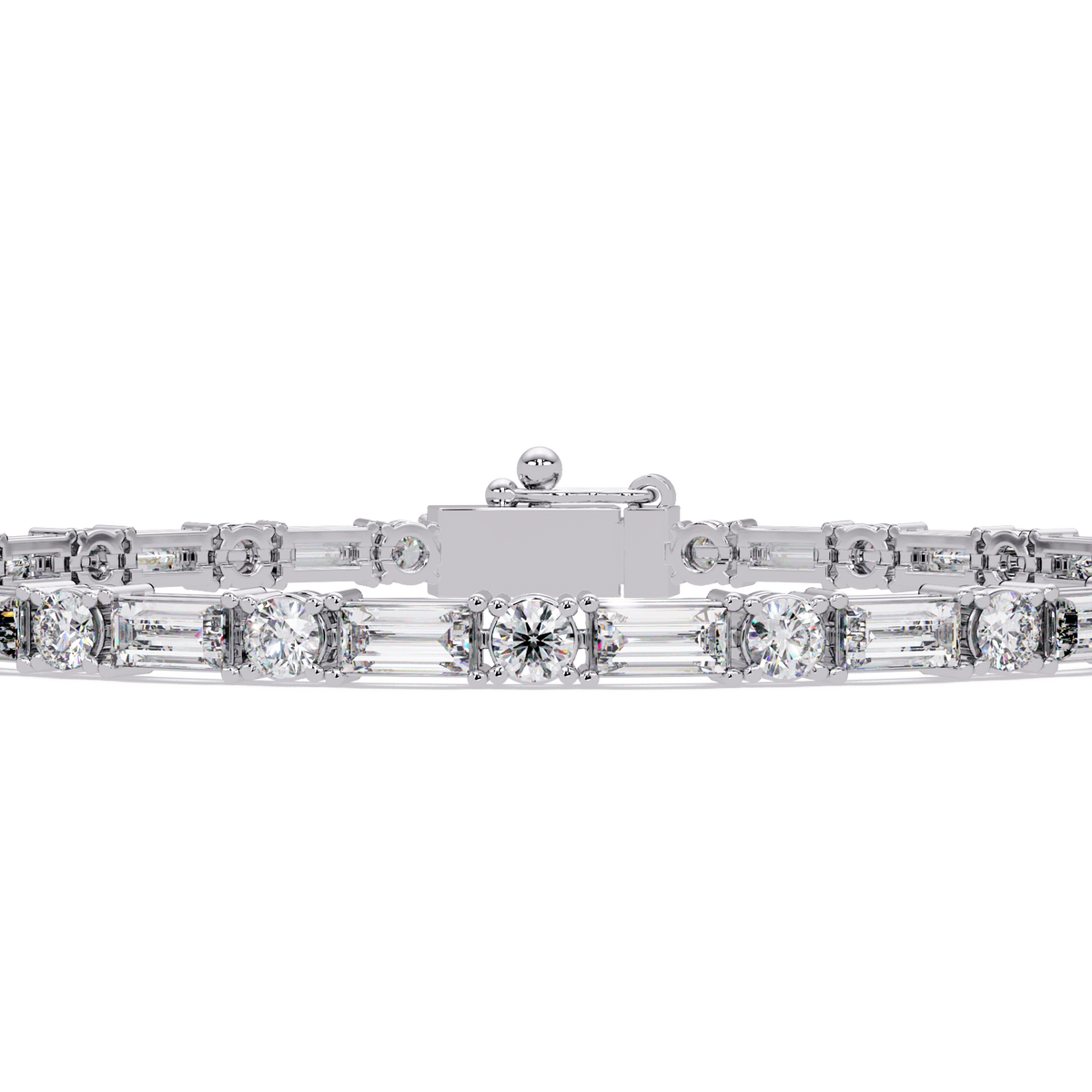 Round & Baguette Diamond Tennis Bracelet | Luxury Bracelet for Men & Women