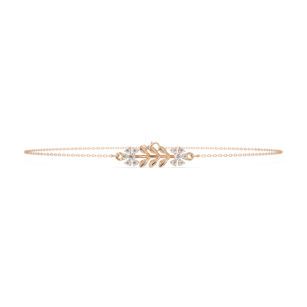 Nature Inspired Leaf & Floral Diamond Bracelet