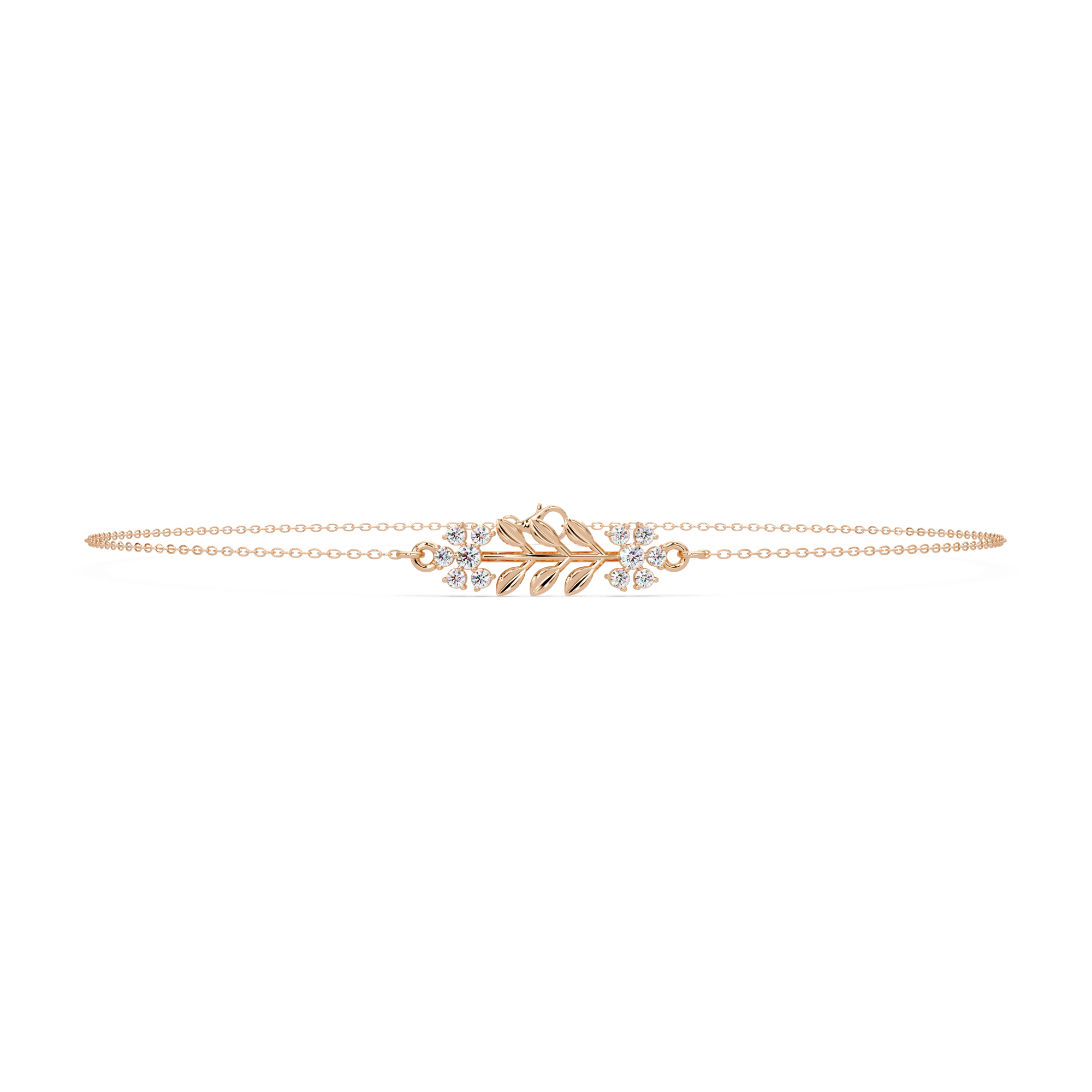 Nature Inspired Leaf & Floral Diamond Bracelet