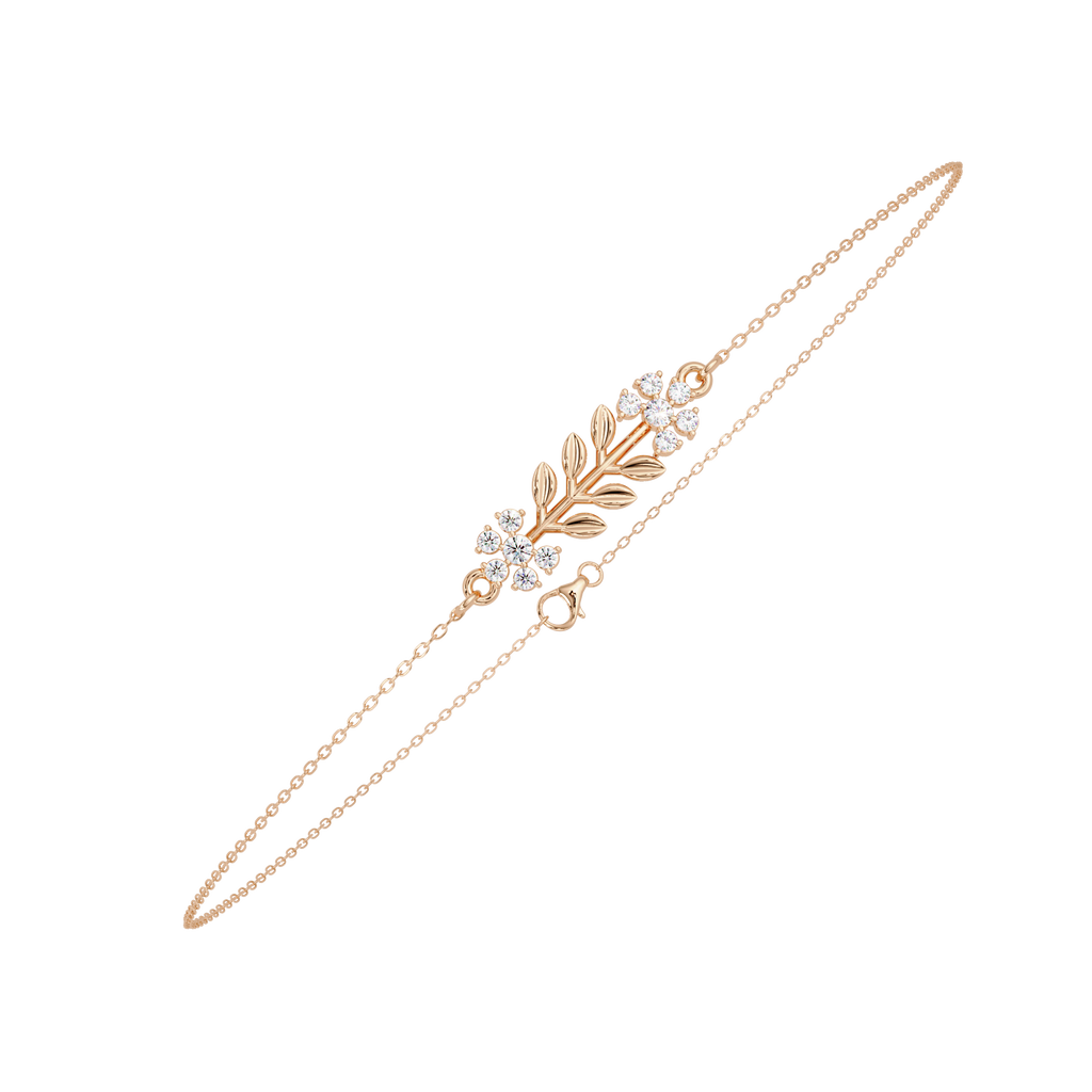 Nature Inspired Leaf & Floral Diamond Bracelet