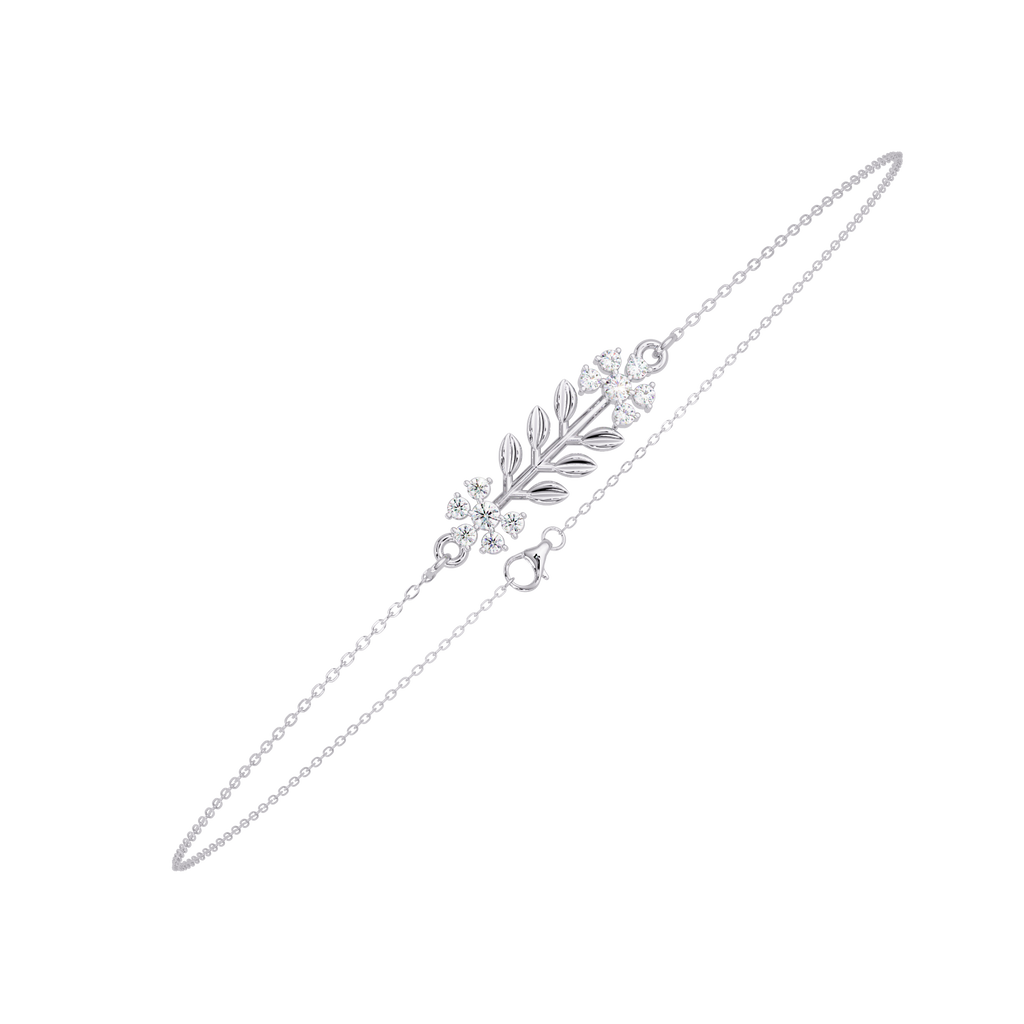 Nature Inspired Leaf & Floral Diamond Bracelet