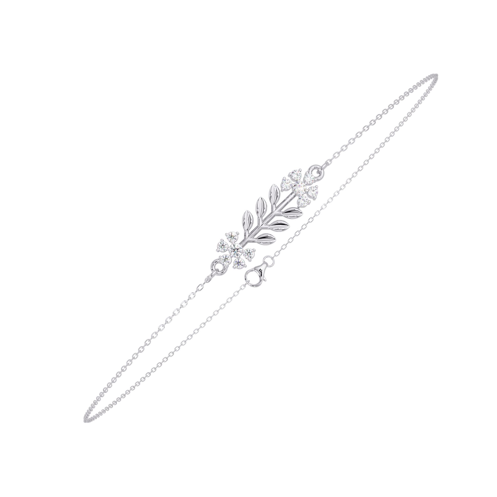 Nature Inspired Leaf & Floral Diamond Bracelet