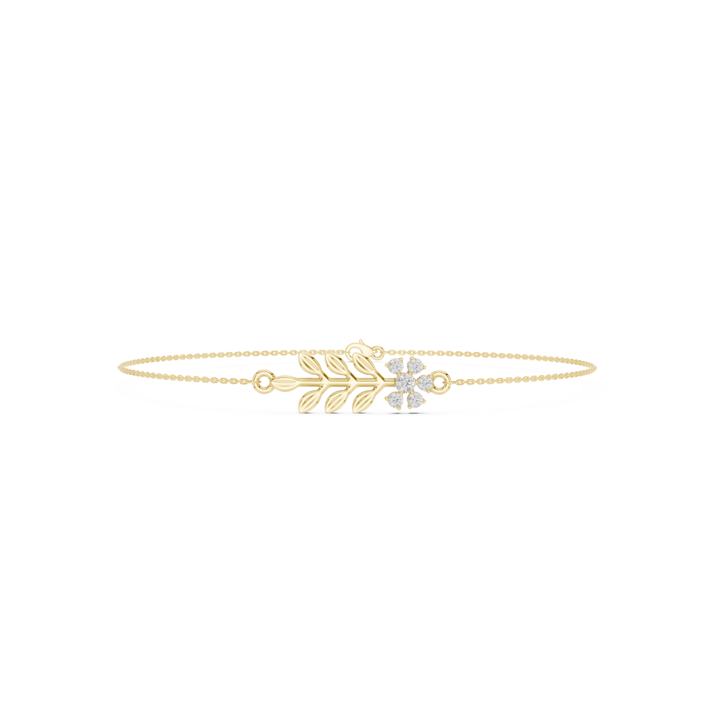 Nature Inspired Leaf & Floral Diamond Bracelet