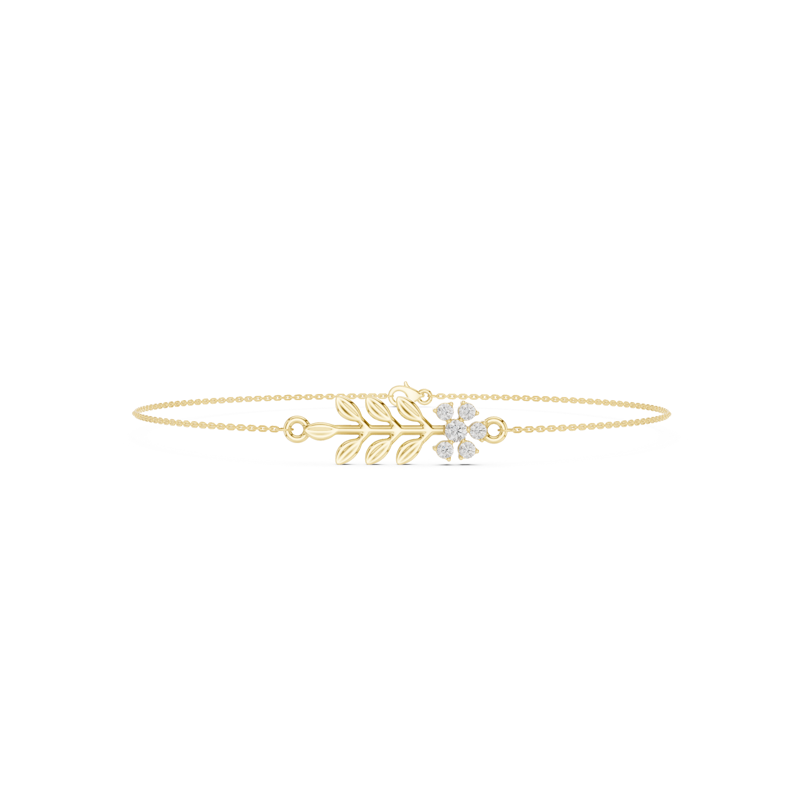 Nature Inspired Leaf & Floral Diamond Bracelet