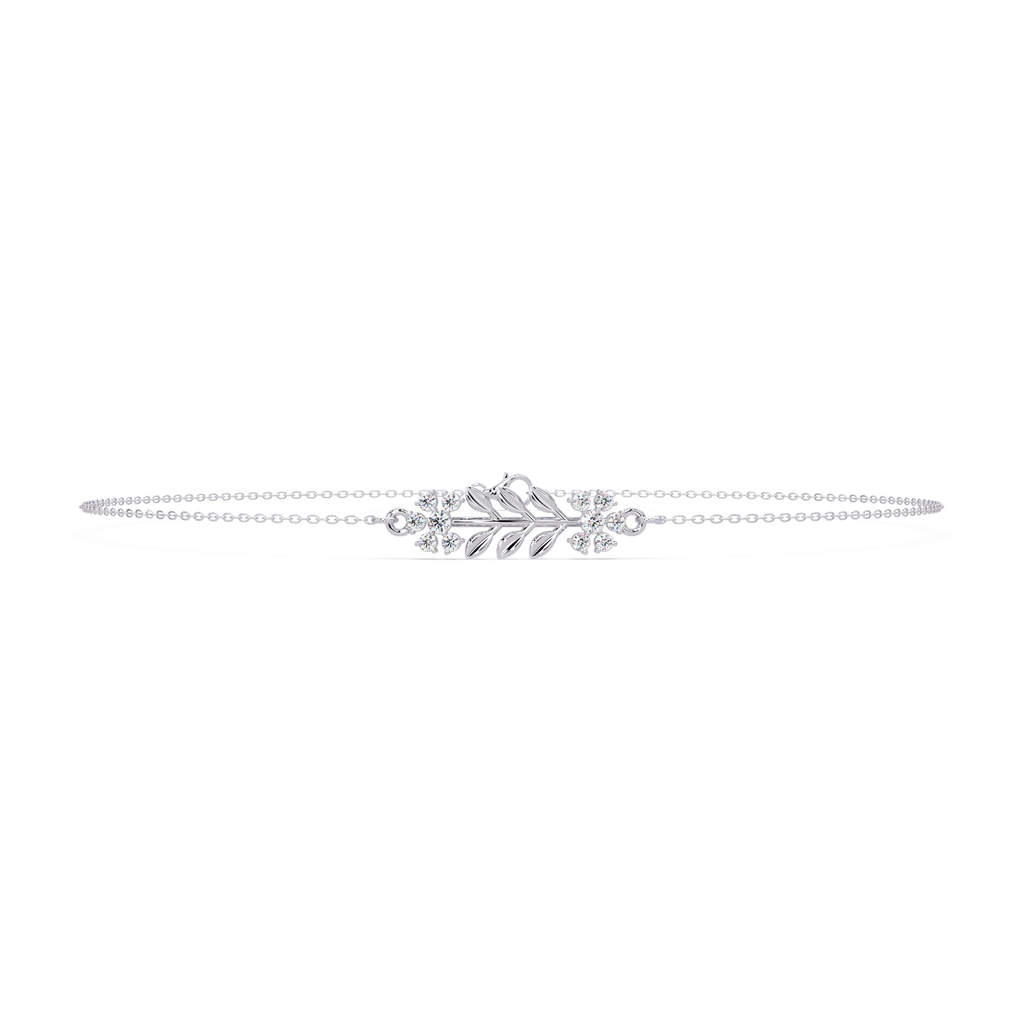 Nature Inspired Leaf & Floral Diamond Bracelet