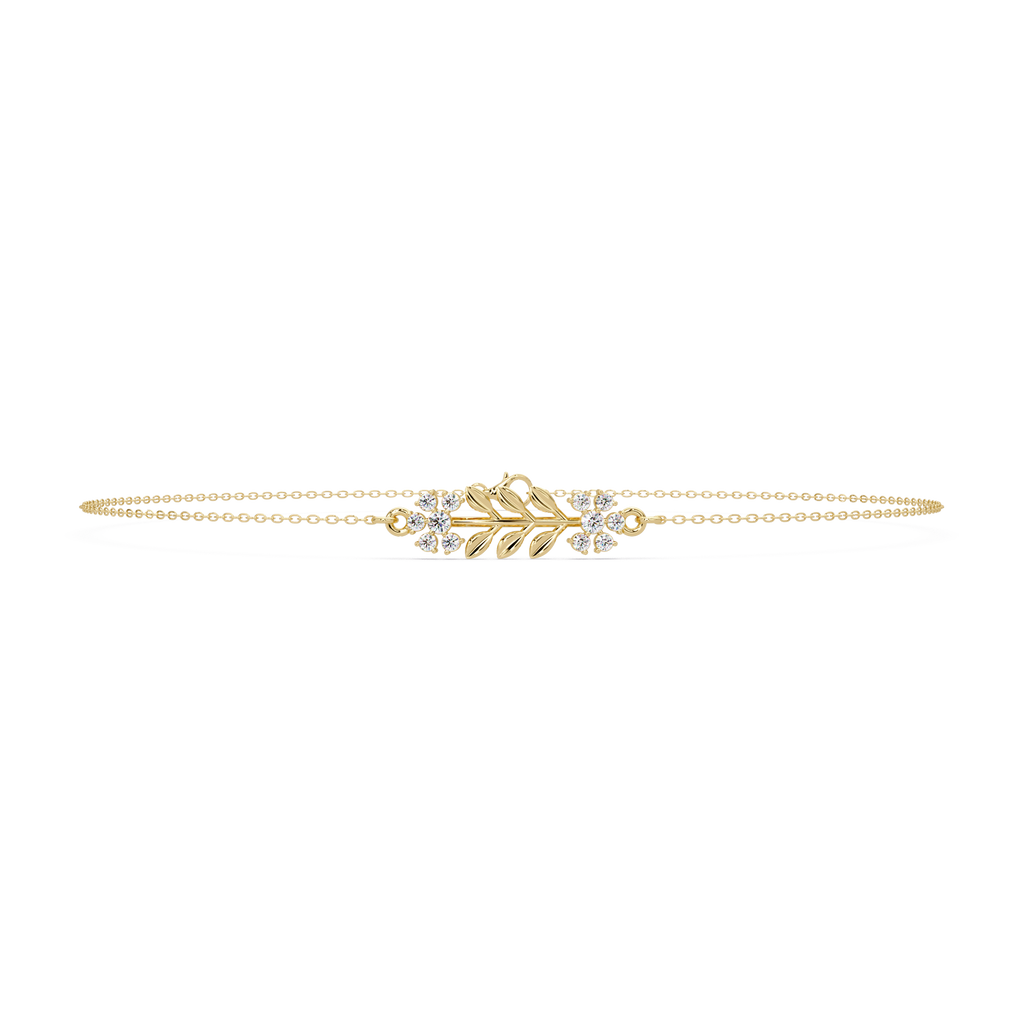 Nature Inspired Leaf & Floral Diamond Bracelet