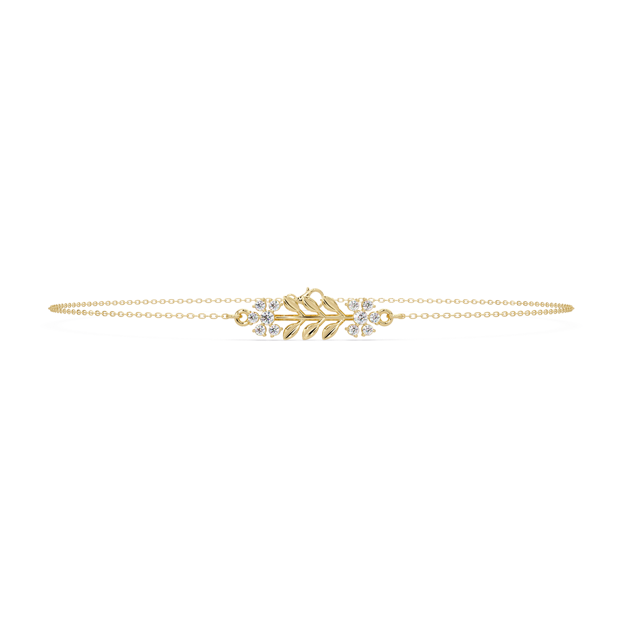 Nature Inspired Leaf & Floral Diamond Bracelet